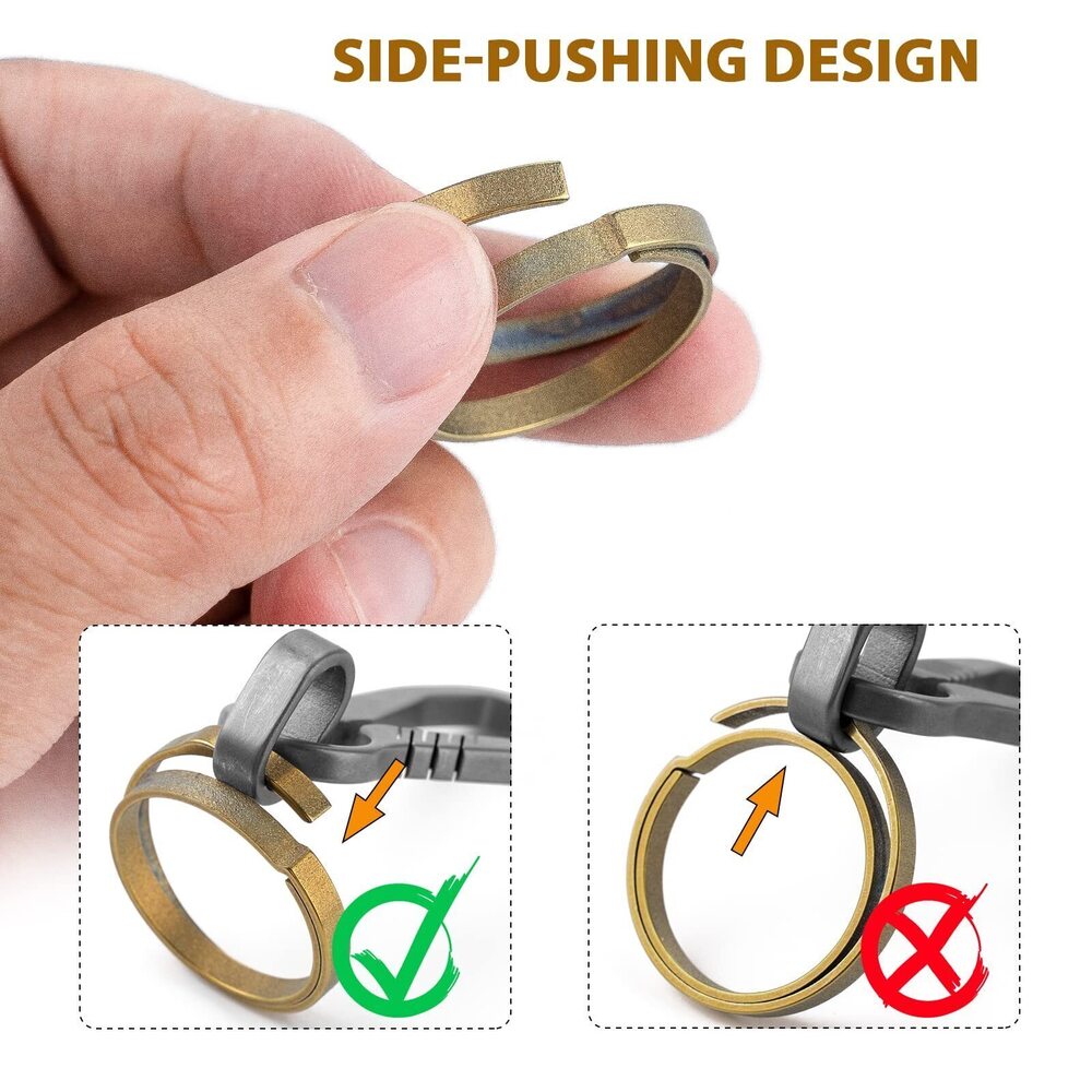 1877 Titanium Key Ring,Side Pushing Split Rings Kit for Keychains,Quick - Picture 3 of 7